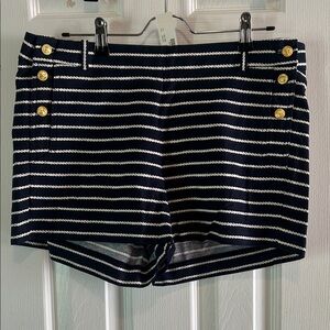 J.CREW Women's Navy Blue White Gold Nautical Button Shorts